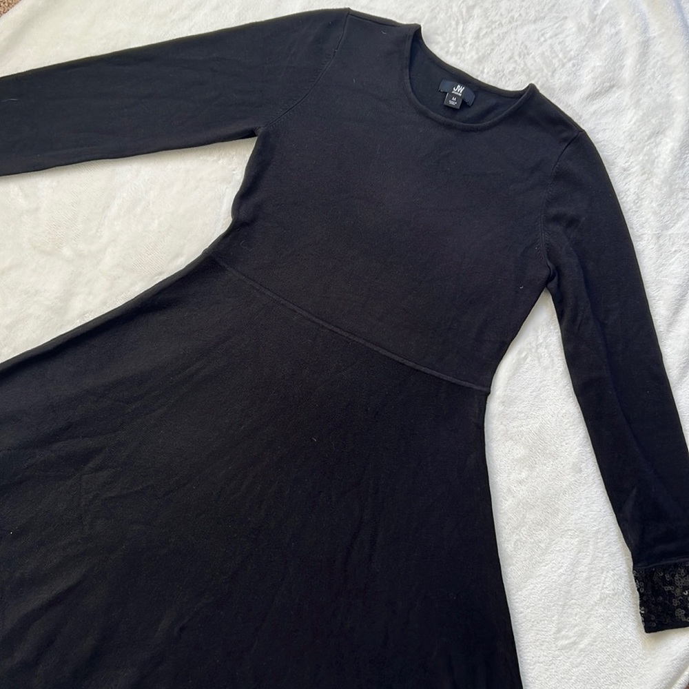 Wu by Jason Wu fit and flare sweater dress, sequin cuff
